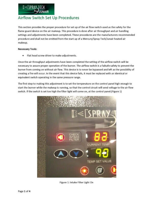 Airflow Switch Setup Manual Spray Tech